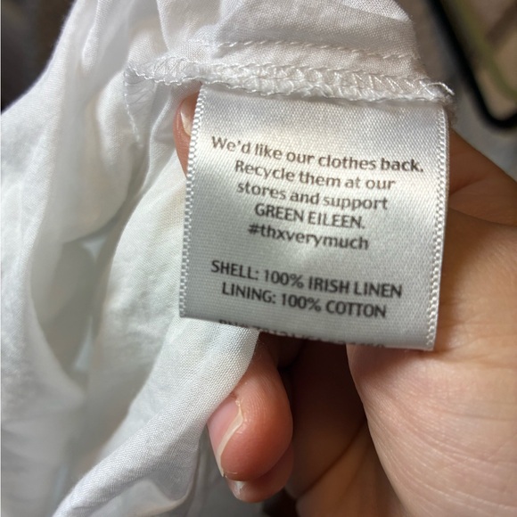 EILEEN FISHER White Irish Linen Midi Lined Skirt Beach Vacation A Line Large - Picture 8 of 9